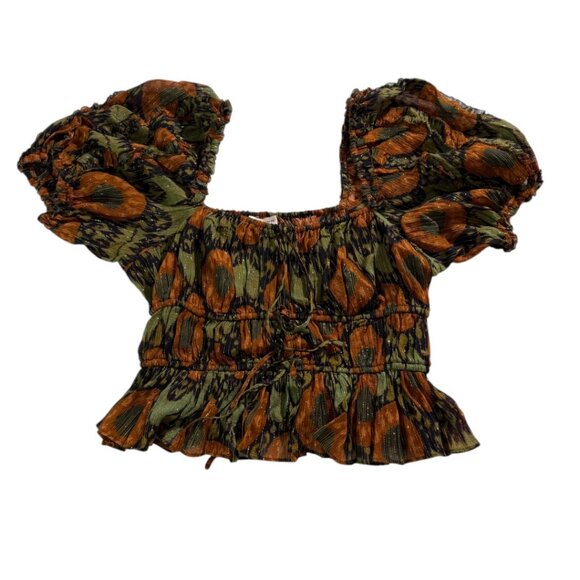 Ulla Johnson Medha Lurex Puff Sleeve Blouse Nocturne Print Size 8 - Picture 3 of 10